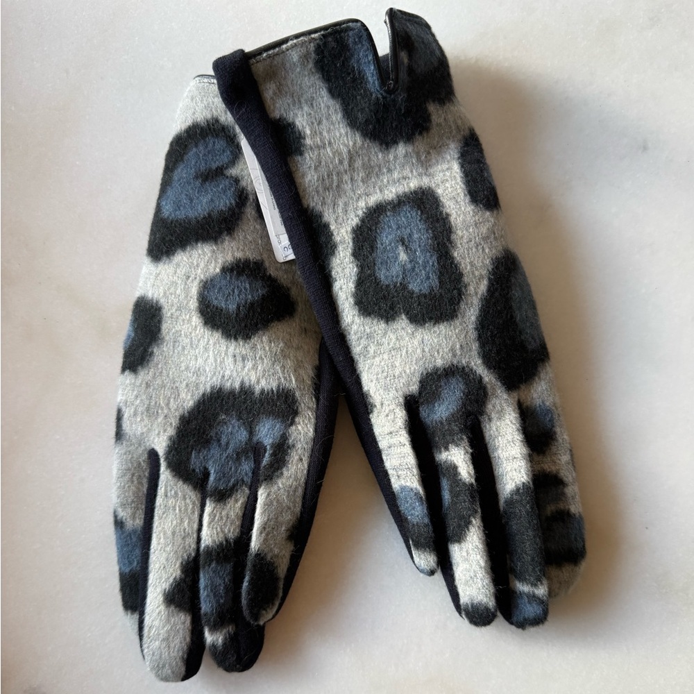 Blue & Grey Animal Print Gloves // NWT